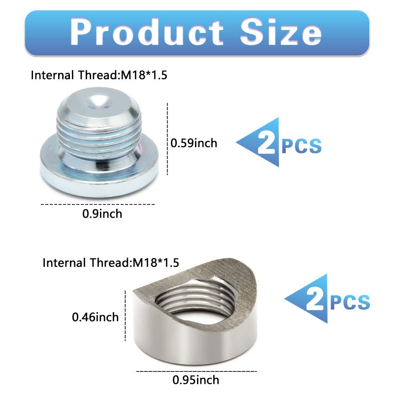 Ledaut M18X1.5 Bung and Plug Notched Style (2 Bungs/ 2 Plugs) Notched Style Fitting Bungs M18X1.5 - Image 2